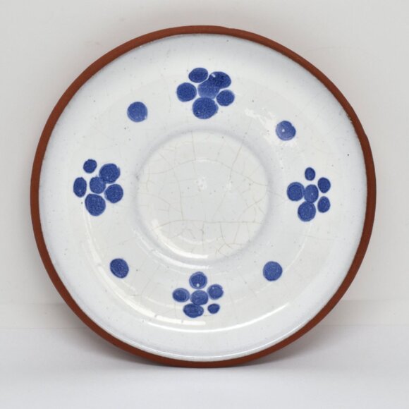 Hand Painted Terracotta Demitasse Cup / Saucer, Blue & White, Portugal, 1972 - Picture 7 of 11